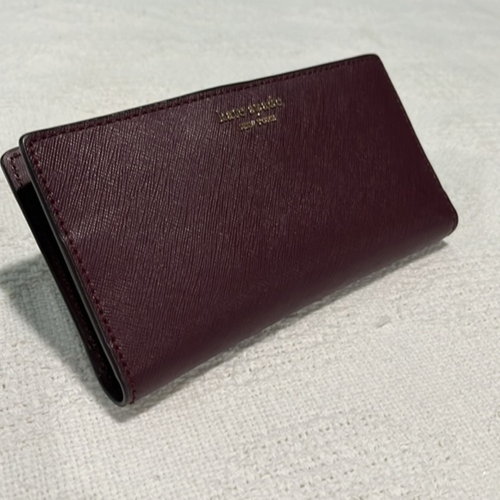 Kate Spade wallet folder purple snap button several card holders signature spade - Picture 3 of 9